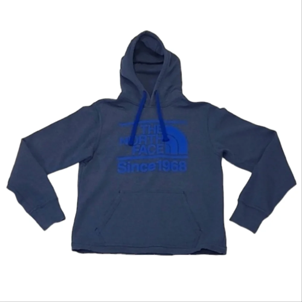 The North Face Pullover Hoodie Sweatshirt Kangaroo Pocket Drawstring Raw Hem